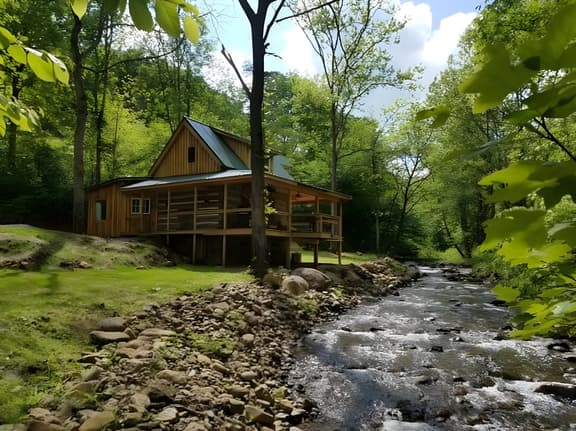 Log Cabin on the River